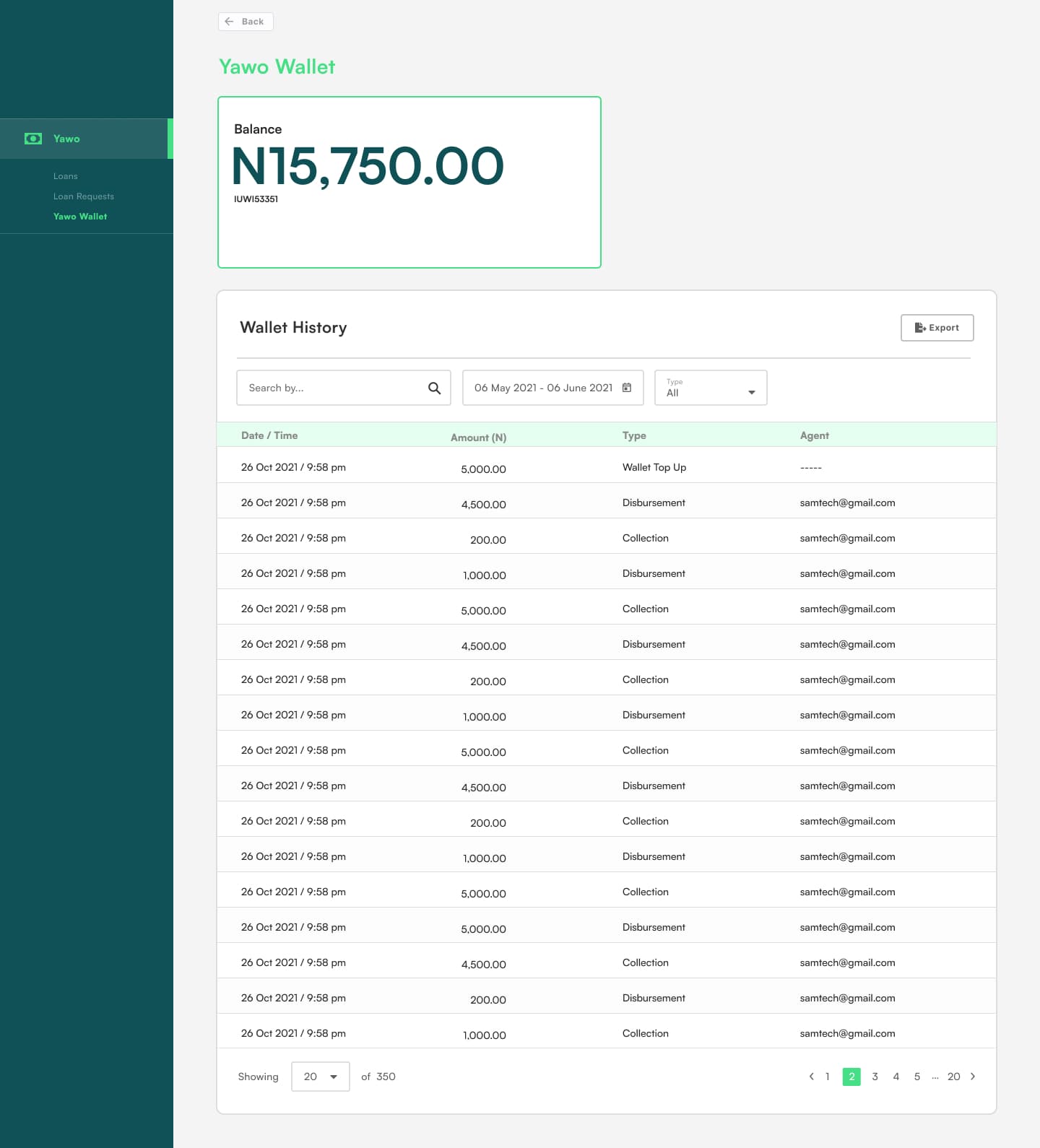 Yawo dashboard preview
